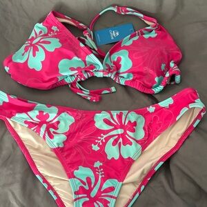 Cupshe Pink & Aqua Floral Bikini Set size Large